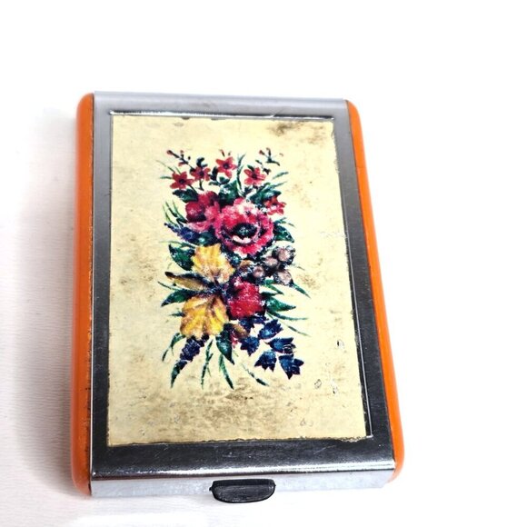 Vintage Miniature Pocket Flip Address Phone Number Book Index Metal Floral - Picture 1 of 8